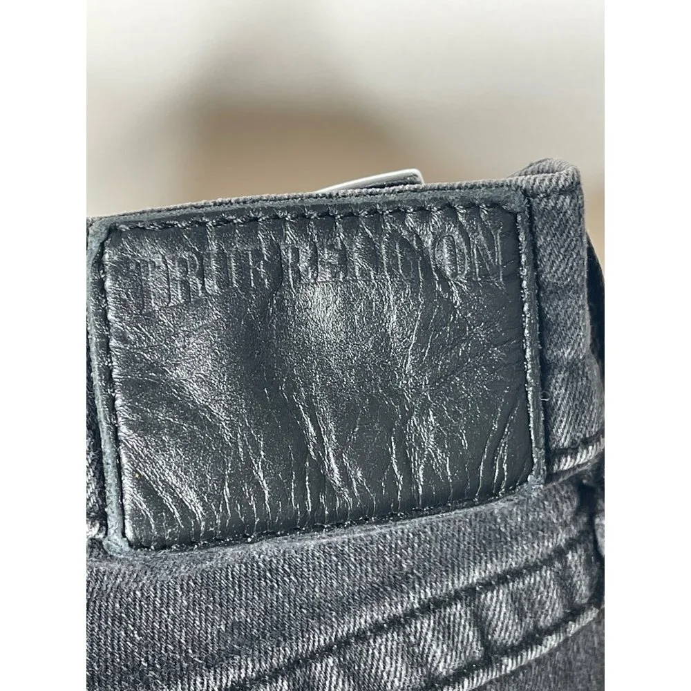 True Religion Ricky Jeans Men 30x31 Black Relaxed Straight Flap Pockets Denim